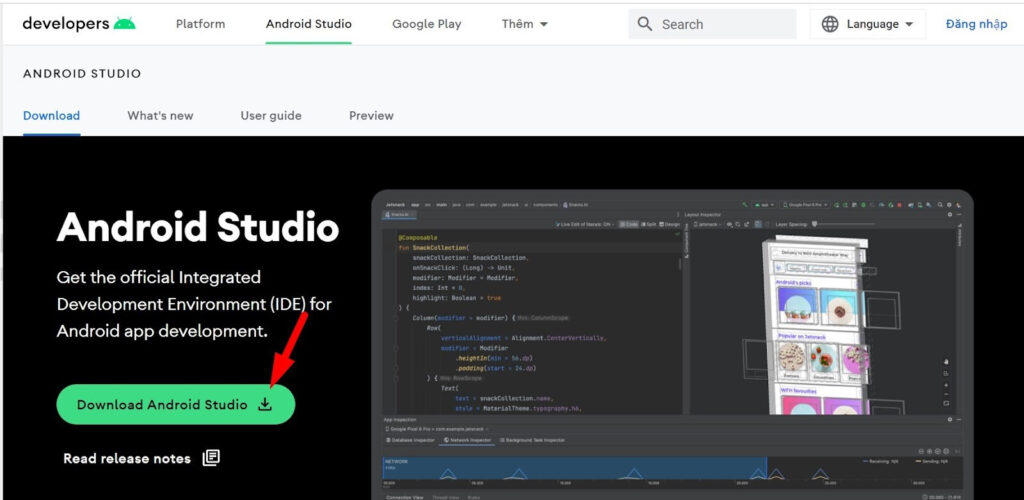 Cài app Oxbet trên Laptop / Máy tính / PC bằng Android Studio giả lập Android - Tìm kiếm đường link tải xuống của phần mềm Android Studio