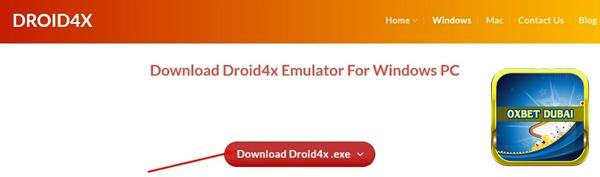 Nhấn vào “Download Droid4x.exe”