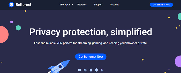 Truy cập vào trang chủ Betternet VPN